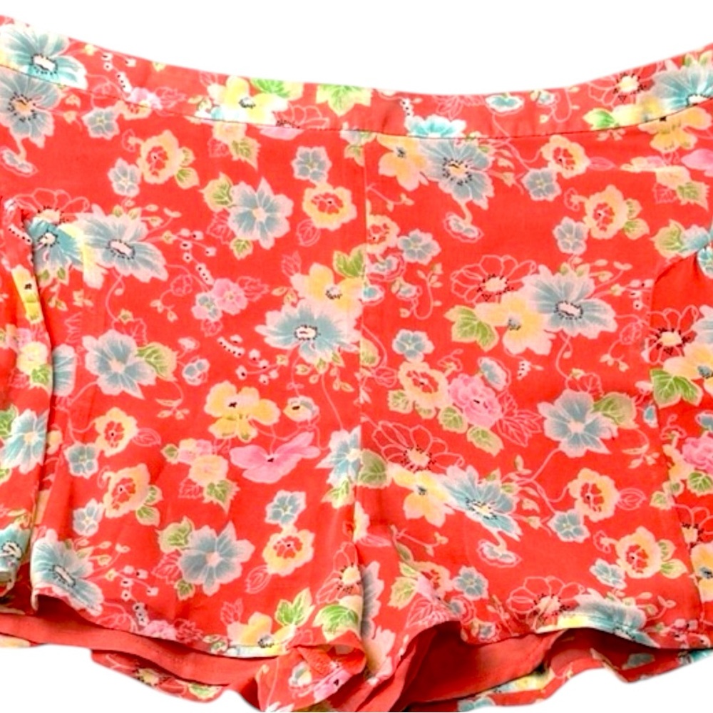 Free People Coral Comb Floral High Rise Pleated Yoke Shorts‎ Women’s 4